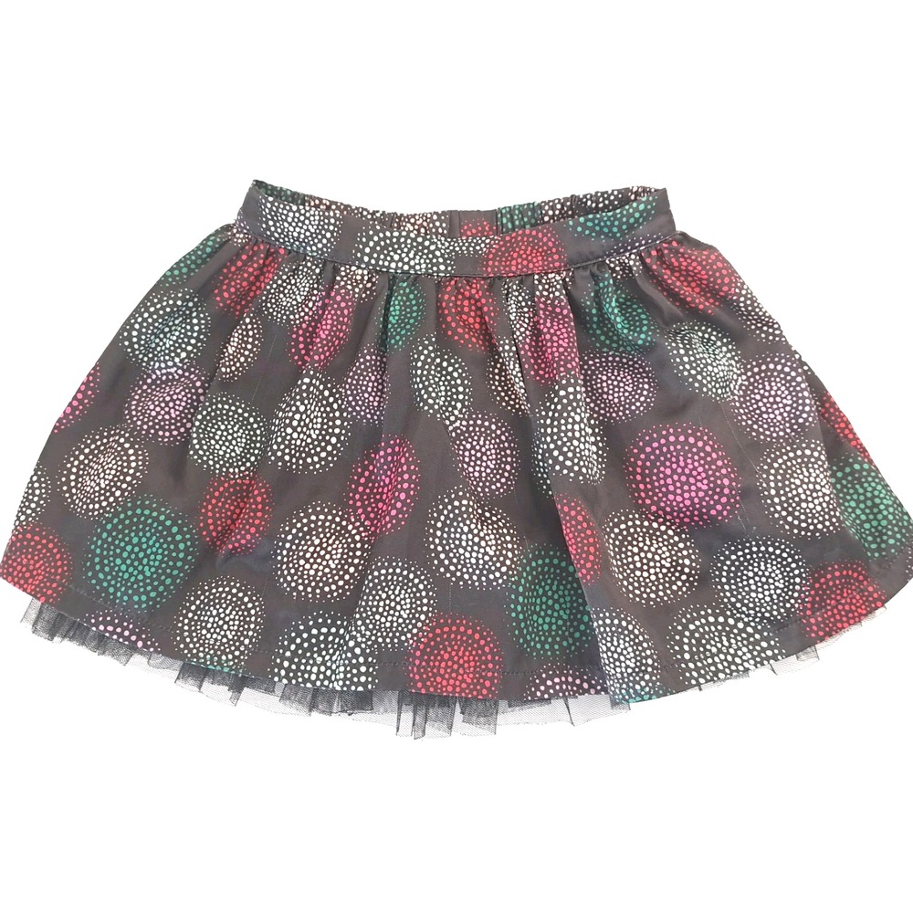 Cherokee Toddler Skirt 4T Black Chiffon Circles 10"L Geometric Artsy Party‎